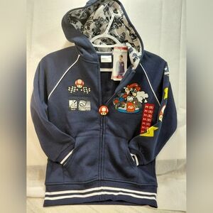 NWT Mario Kart Kids M 8 Navy Mario Kart Hooded Zip Sweatshirt SIZE KIDS 8